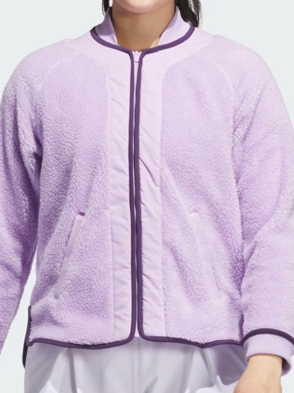 Adidas Women’s Purple Go-To Zip Up Fleece Sherpa Jacket Size Large NEW
